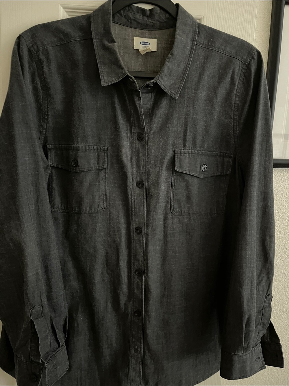 Old Navy Black Denim Button-Down Women's Shirt